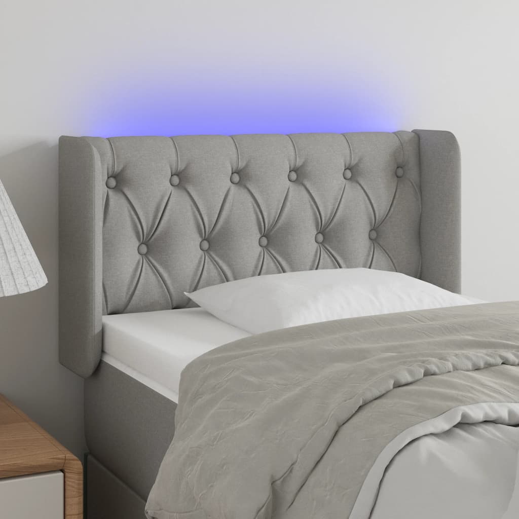 Hoofdbord LED 83x16x78/88 cm stof lichtgrijs is nu te koop bij PeponiXL, paradijselijk wonen!
