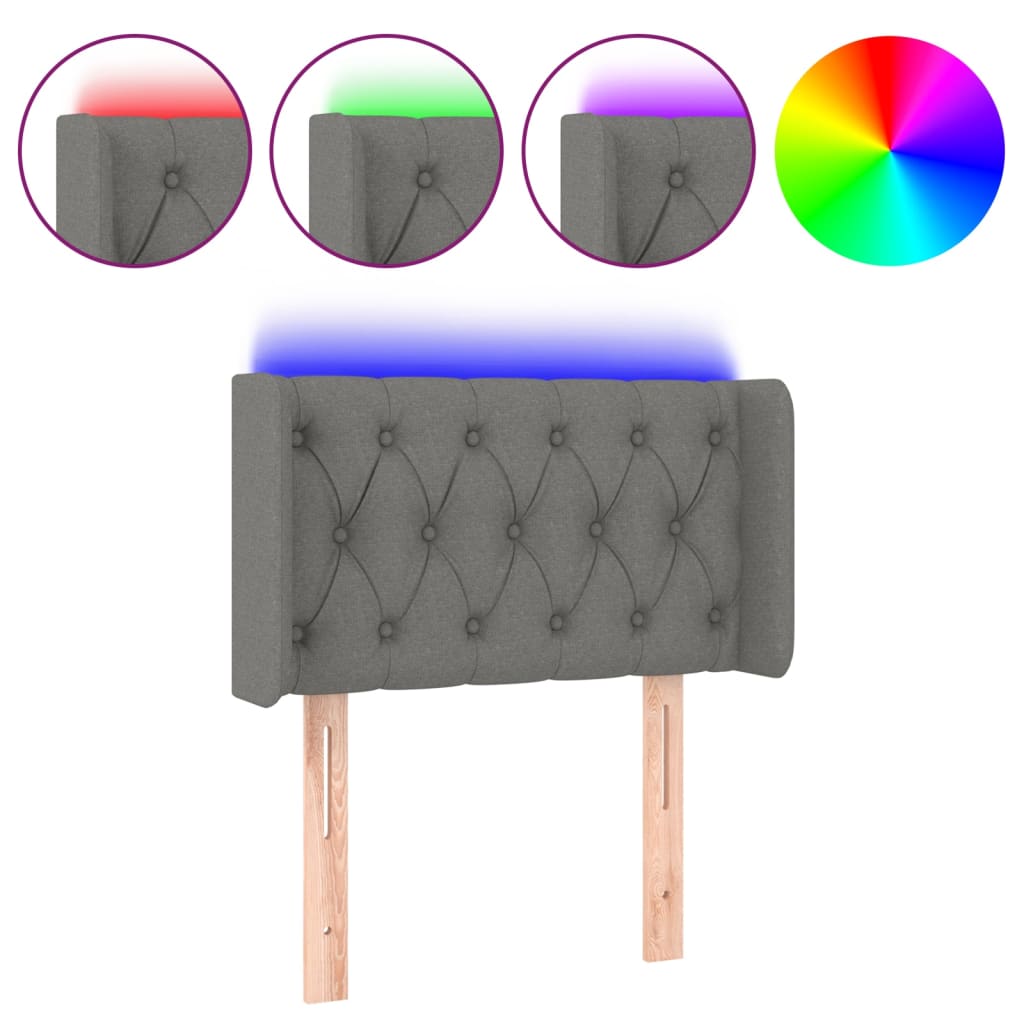 Hoofdbord LED 83x16x78/88 cm stof donkergrijs is nu te koop bij PeponiXL, paradijselijk wonen!
