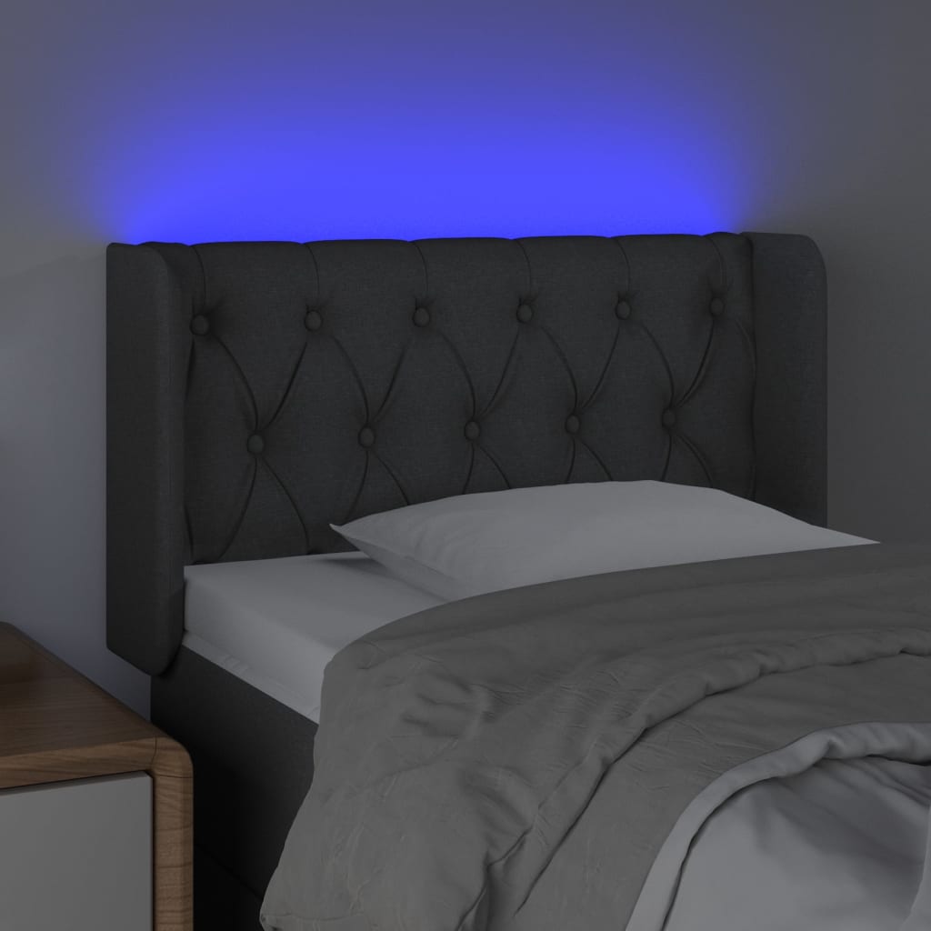 Hoofdbord LED 83x16x78/88 cm stof donkergrijs is nu te koop bij PeponiXL, paradijselijk wonen!