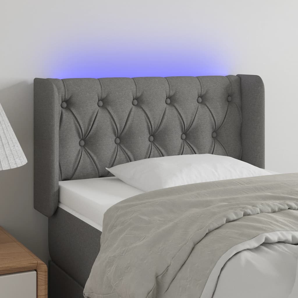 Hoofdbord LED 83x16x78/88 cm stof donkergrijs is nu te koop bij PeponiXL, paradijselijk wonen!