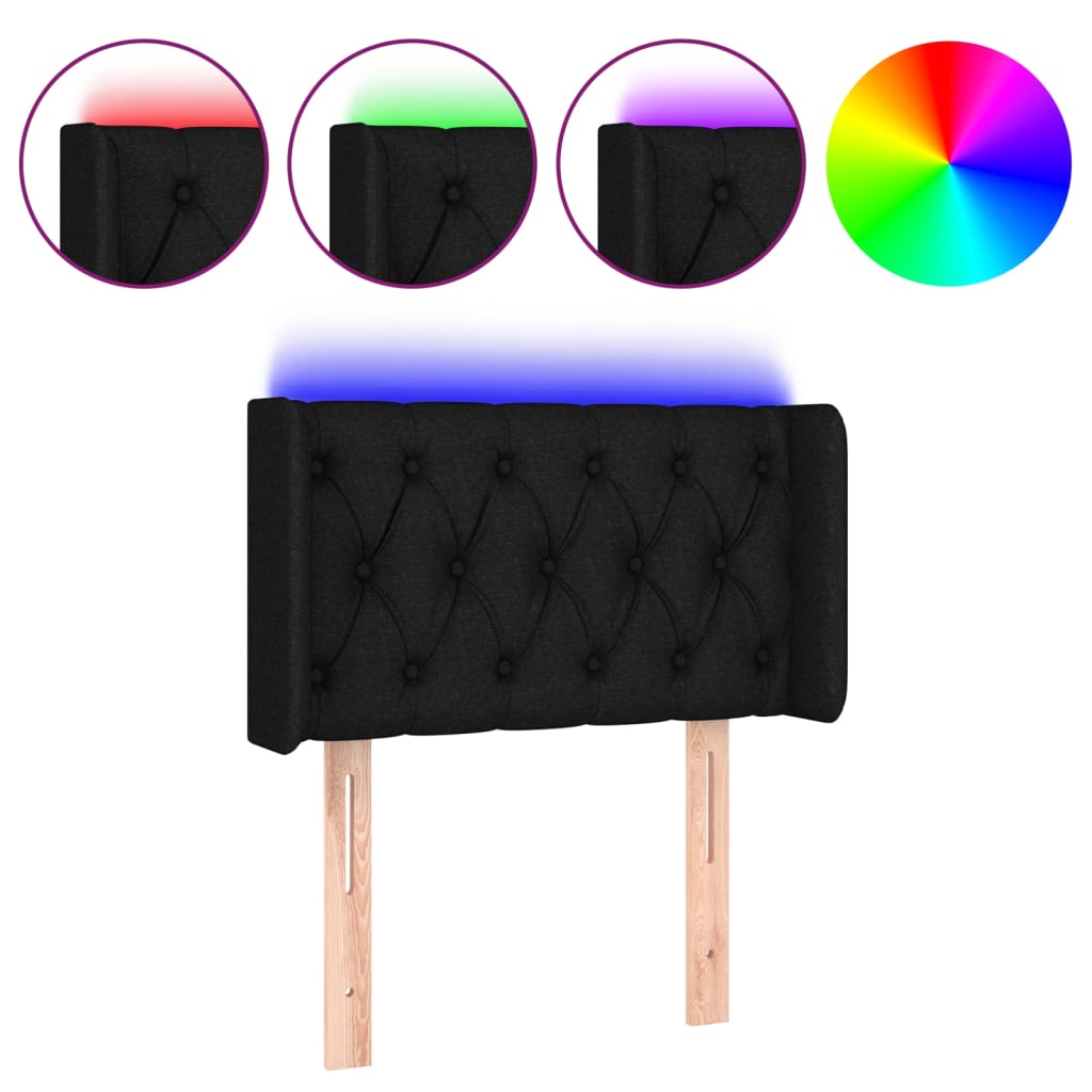 Hoofdbord LED 83x16x78/88 cm stof zwart is nu te koop bij PeponiXL, paradijselijk wonen!