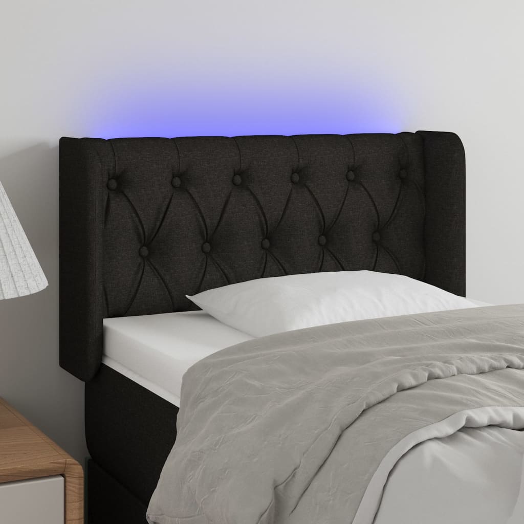 Hoofdbord LED 83x16x78/88 cm stof zwart is nu te koop bij PeponiXL, paradijselijk wonen!