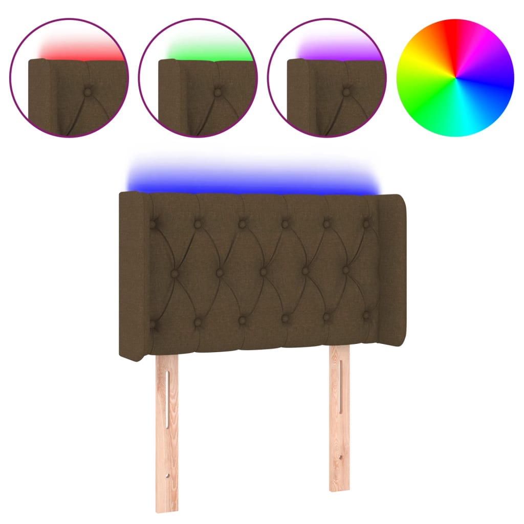 Hoofdbord LED 83x16x78/88 cm stof donkerbruin is nu te koop bij PeponiXL, paradijselijk wonen!