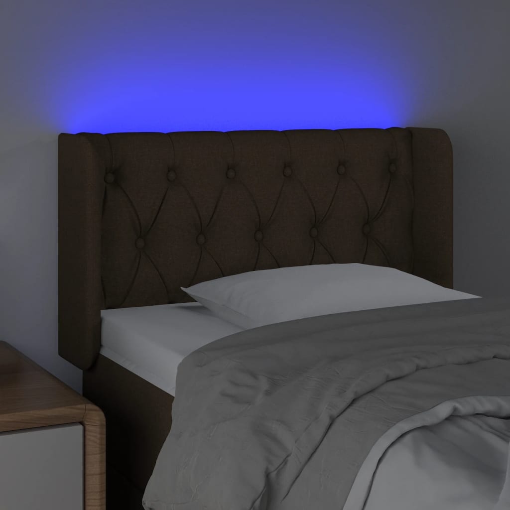 Hoofdbord LED 83x16x78/88 cm stof donkerbruin is nu te koop bij PeponiXL, paradijselijk wonen!