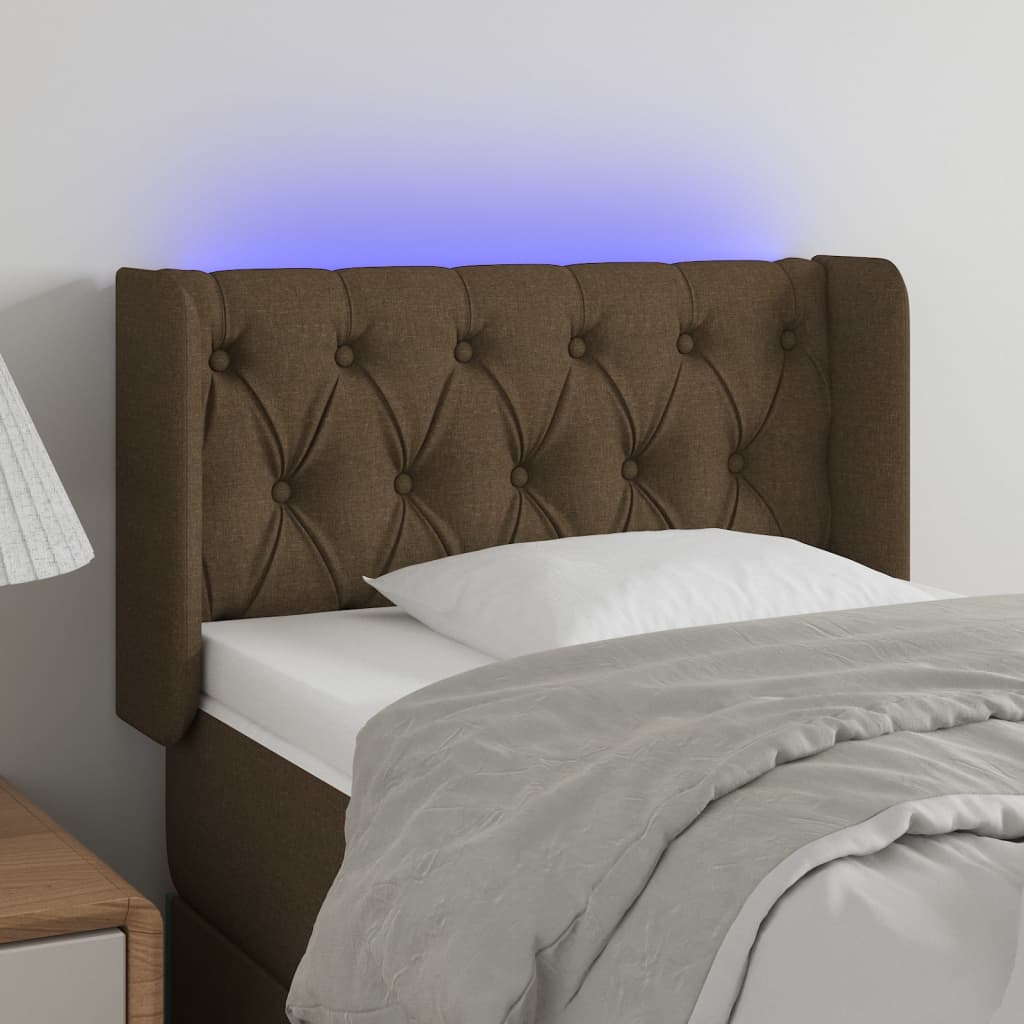 Hoofdbord LED 83x16x78/88 cm stof donkerbruin is nu te koop bij PeponiXL, paradijselijk wonen!
