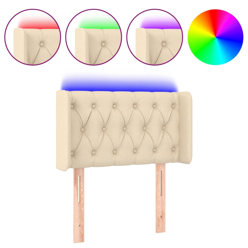 Hoofdbord LED 83x16x78/88 cm stof crèmekleurig is nu te koop bij PeponiXL, paradijselijk wonen!