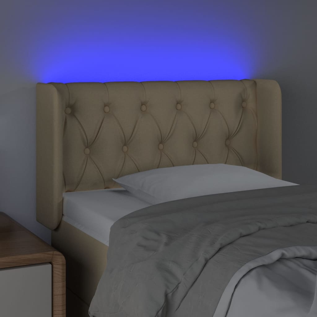 Hoofdbord LED 83x16x78/88 cm stof crèmekleurig is nu te koop bij PeponiXL, paradijselijk wonen!