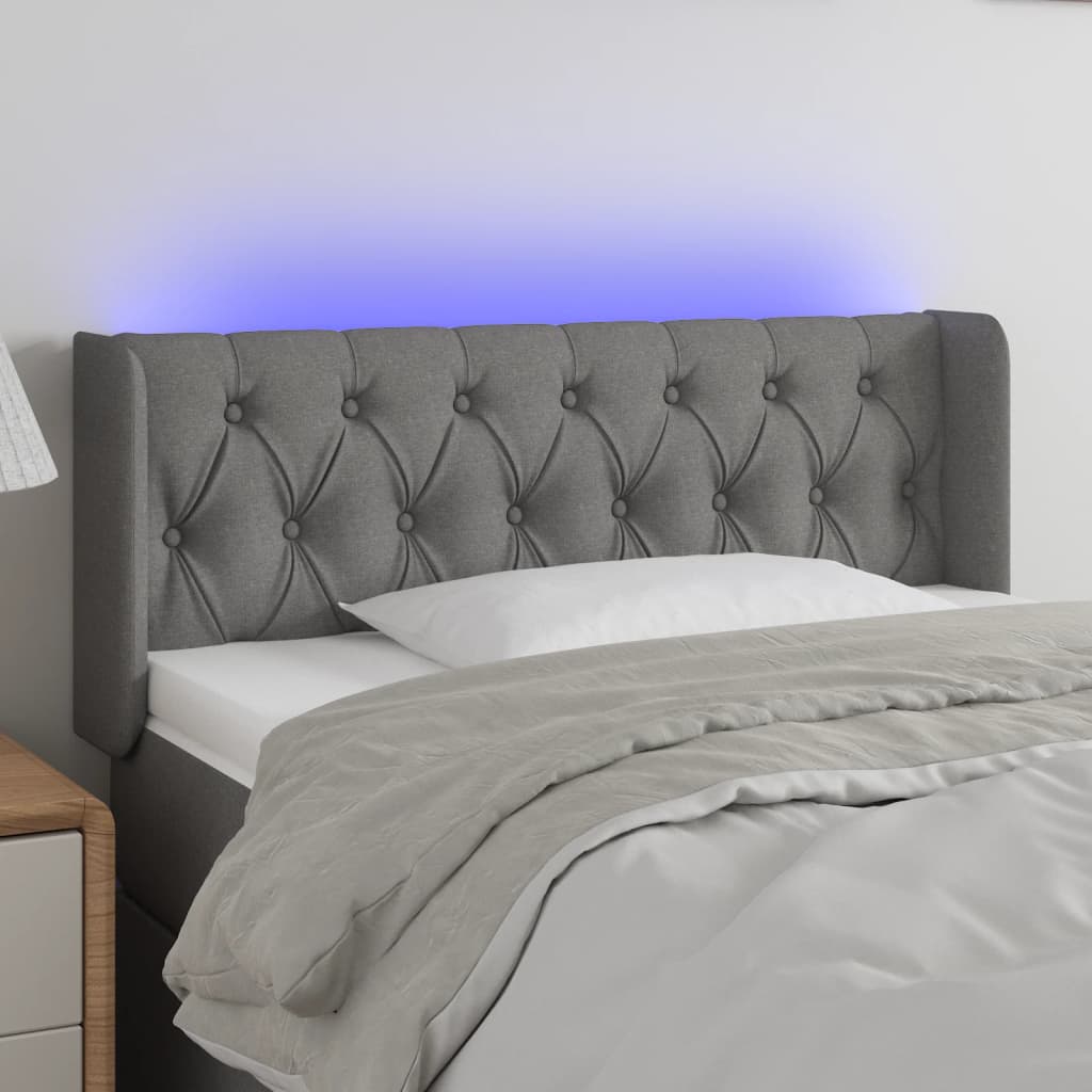 Hoofdbord LED 93x16x78/88 cm stof donkergrijs is nu te koop bij PeponiXL, paradijselijk wonen!