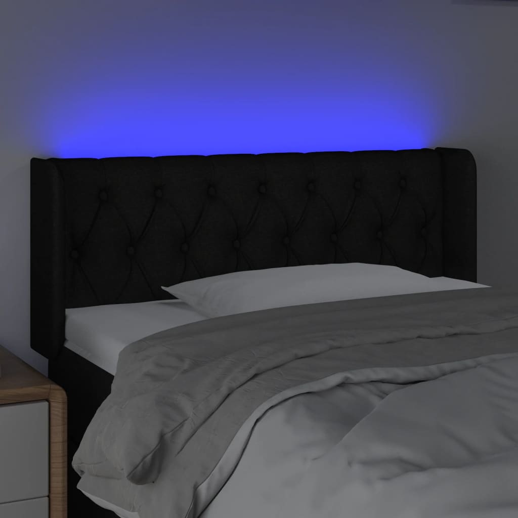 Hoofdbord LED 93x16x78/88 cm stof zwart is nu te koop bij PeponiXL, paradijselijk wonen!