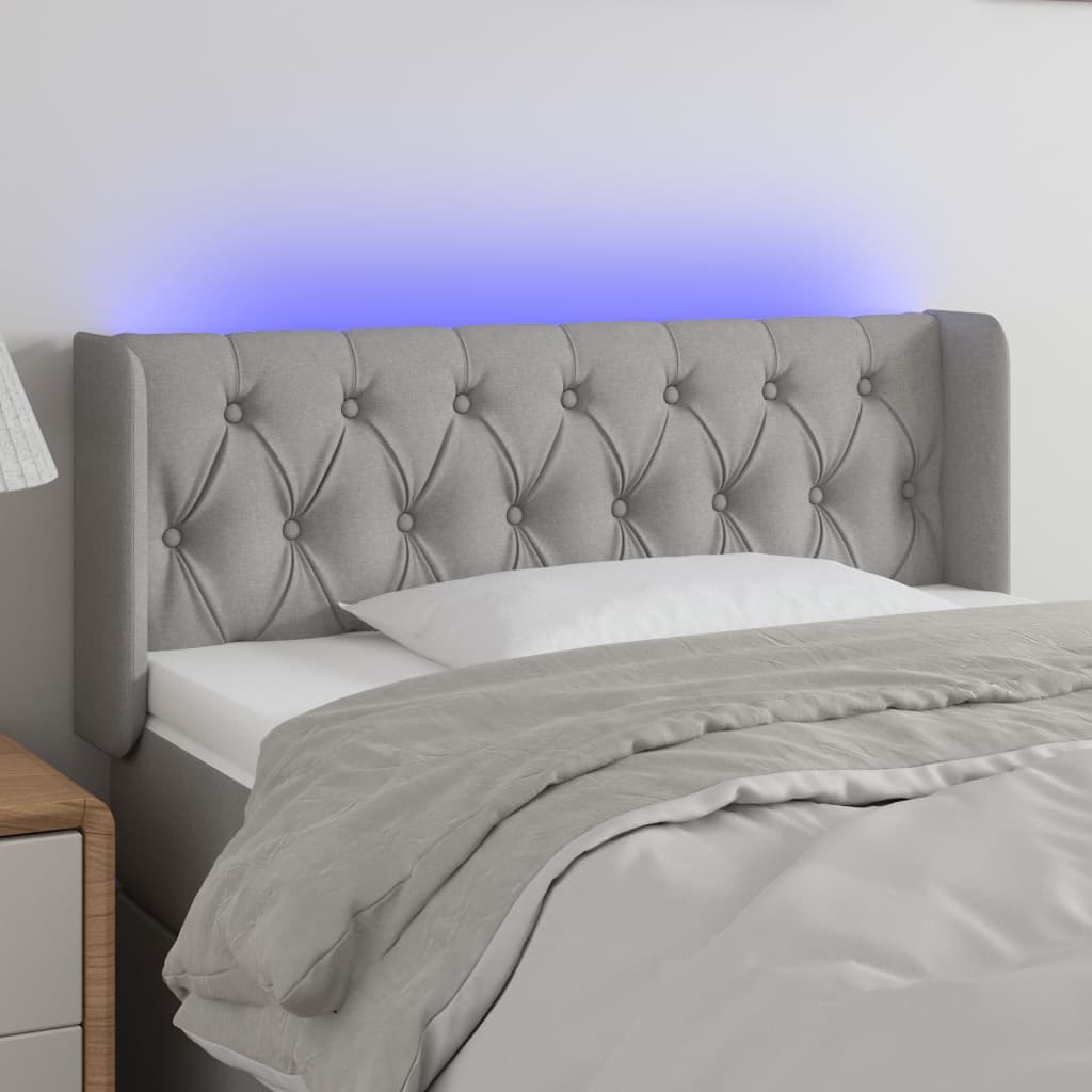 Hoofdbord LED 103x16x78/88 cm stof lichtgrijs is nu te koop bij PeponiXL, paradijselijk wonen!