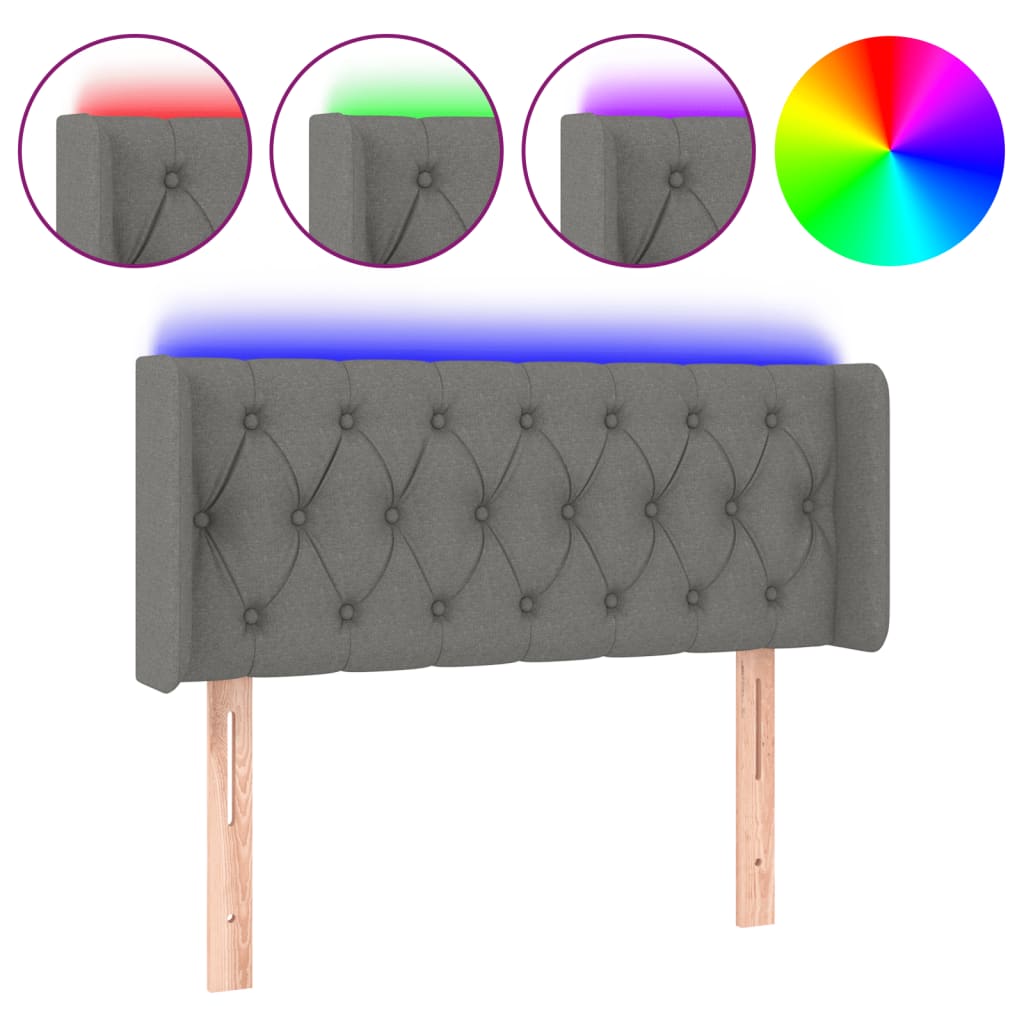 Hoofdbord LED 103x16x78/88 cm stof donkergrijs is nu te koop bij PeponiXL, paradijselijk wonen!