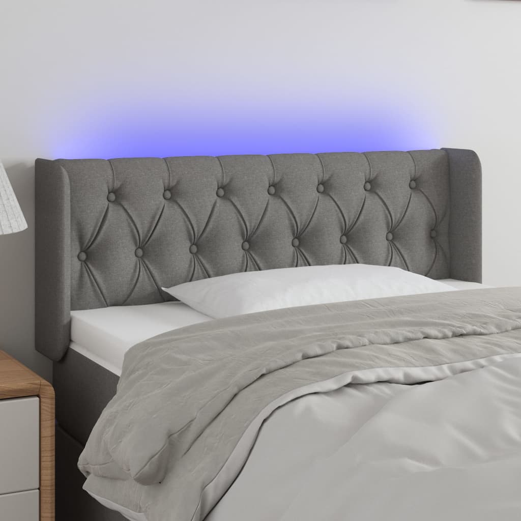 Hoofdbord LED 103x16x78/88 cm stof donkergrijs is nu te koop bij PeponiXL, paradijselijk wonen!