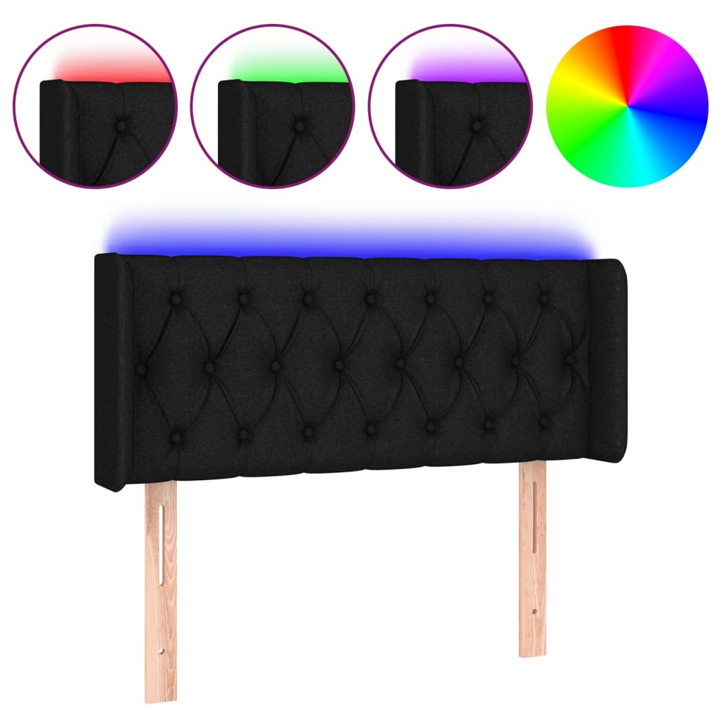 Hoofdbord LED 103x16x78/88 cm stof zwart is nu te koop bij PeponiXL, paradijselijk wonen!