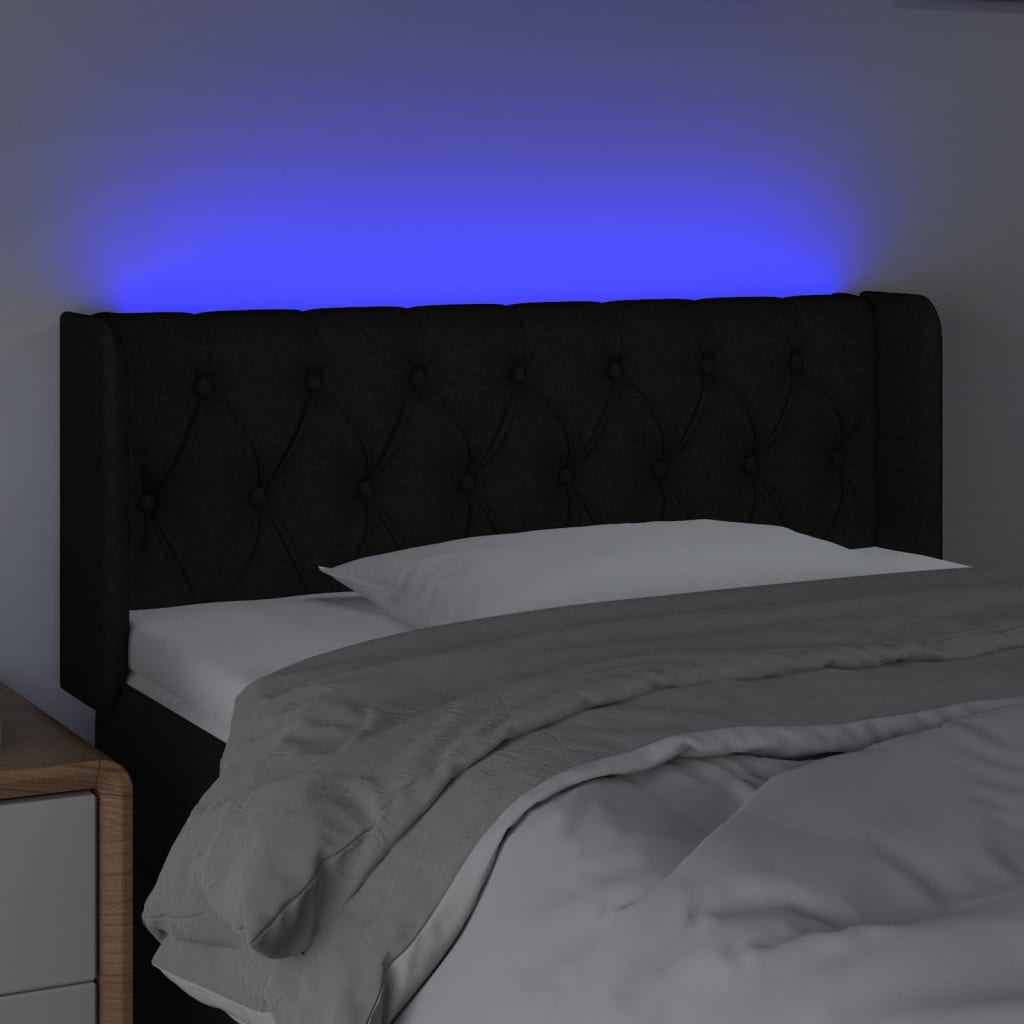 Hoofdbord LED 103x16x78/88 cm stof zwart is nu te koop bij PeponiXL, paradijselijk wonen!
