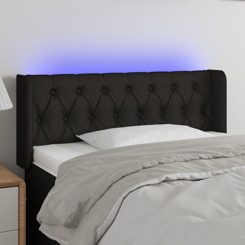 Hoofdbord LED 103x16x78/88 cm stof zwart is nu te koop bij PeponiXL, paradijselijk wonen!