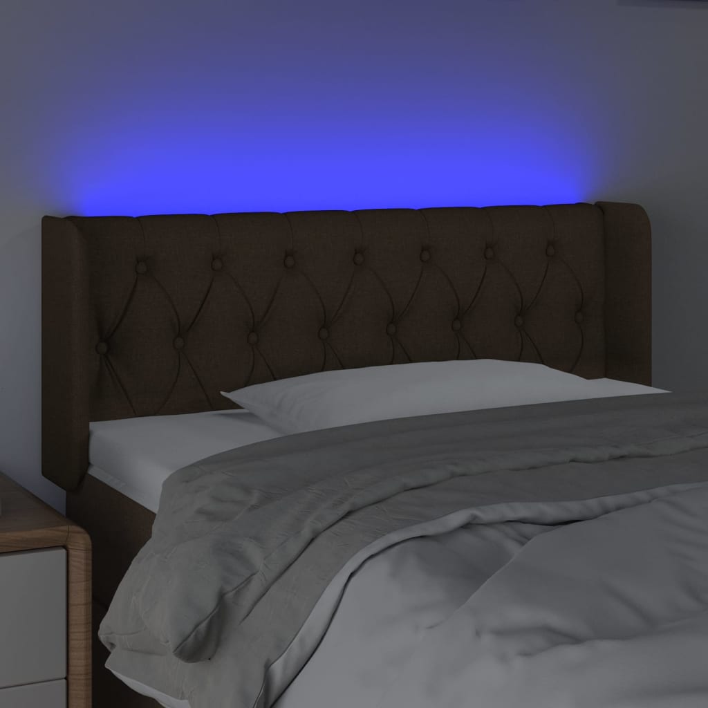 Hoofdbord LED 103x16x78/88 cm stof donkerbruin is nu te koop bij PeponiXL, paradijselijk wonen!