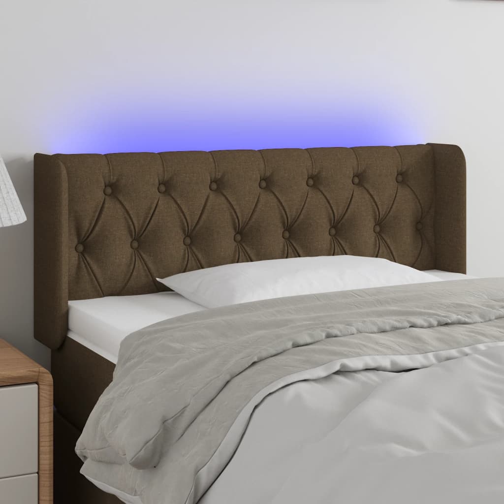 Hoofdbord LED 103x16x78/88 cm stof donkerbruin is nu te koop bij PeponiXL, paradijselijk wonen!