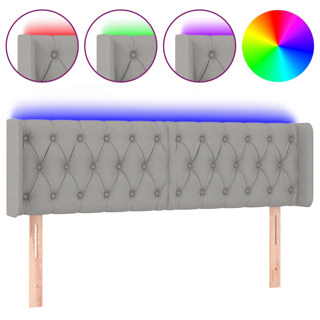 Hoofdbord LED 147x16x78/88 cm stof lichtgrijs is nu te koop bij PeponiXL, paradijselijk wonen!