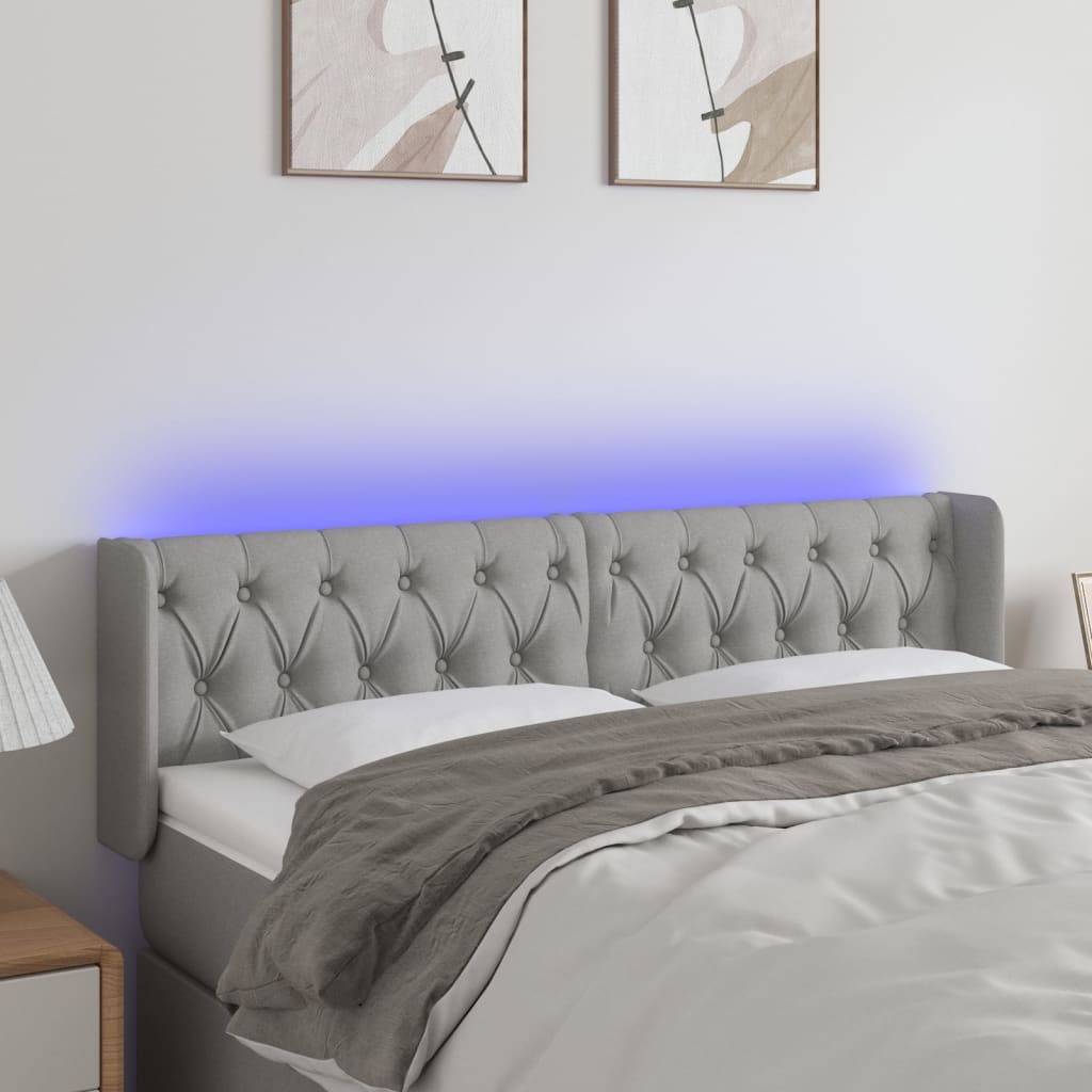 Hoofdbord LED 147x16x78/88 cm stof lichtgrijs is nu te koop bij PeponiXL, paradijselijk wonen!