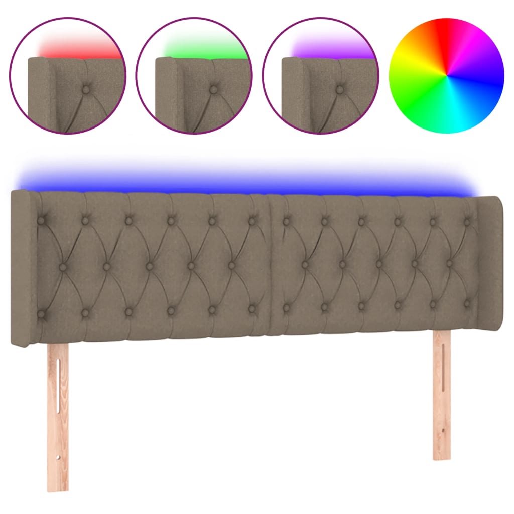 Hoofdbord LED 147x16x78/88 cm stof taupe is nu te koop bij PeponiXL, paradijselijk wonen!