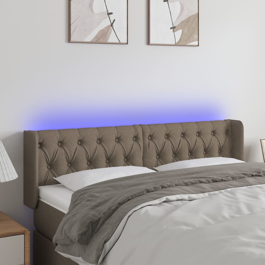 Hoofdbord LED 147x16x78/88 cm stof taupe is nu te koop bij PeponiXL, paradijselijk wonen!