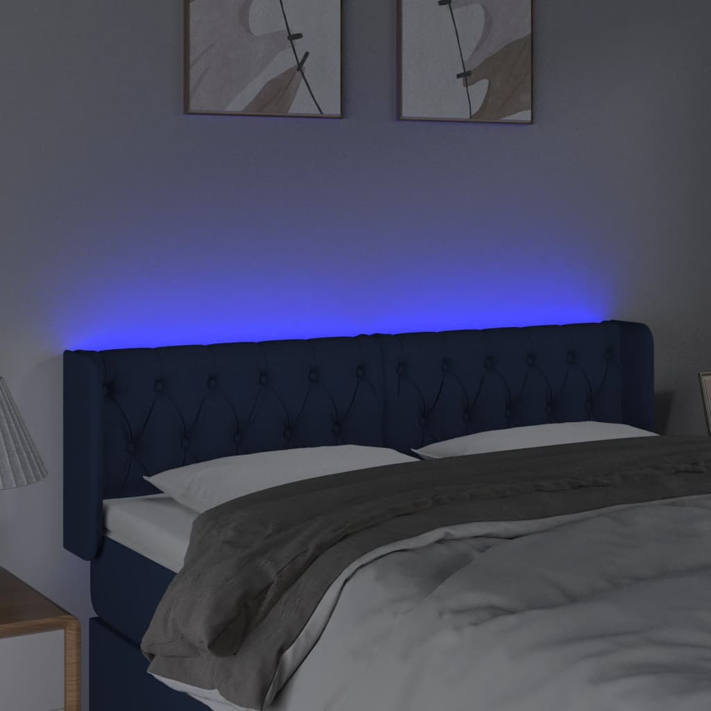 Hoofdbord LED 147x16x78/88 cm stof blauw is nu te koop bij PeponiXL, paradijselijk wonen!