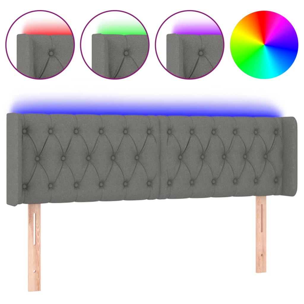 Hoofdbord LED 163x16x78/88 cm stof donkergrijs is nu te koop bij PeponiXL, paradijselijk wonen!