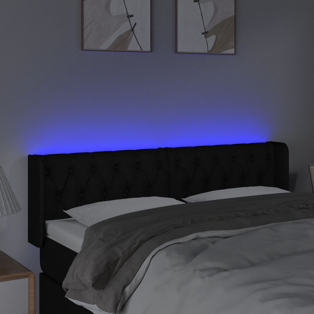 Hoofdbord LED 163x16x78/88 cm stof zwart is nu te koop bij PeponiXL, paradijselijk wonen!