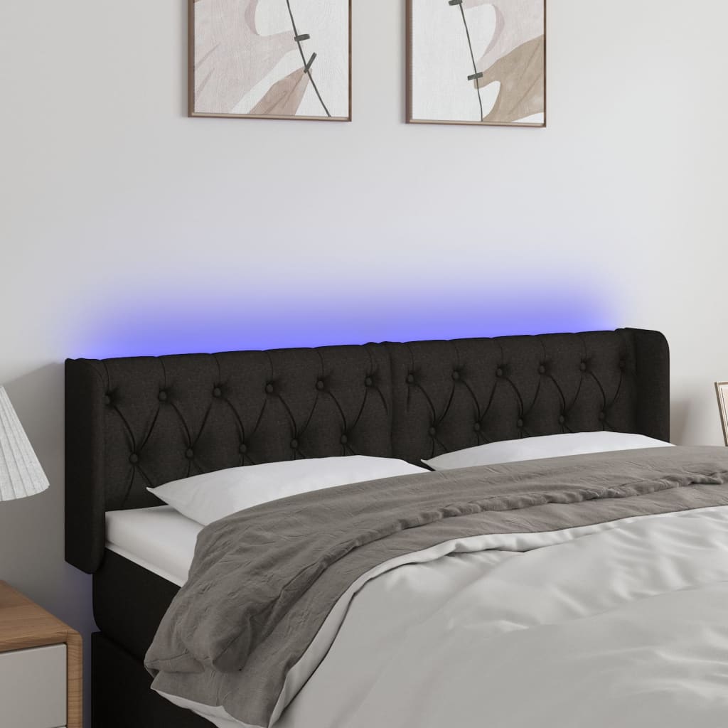 Hoofdbord LED 163x16x78/88 cm stof zwart is nu te koop bij PeponiXL, paradijselijk wonen!