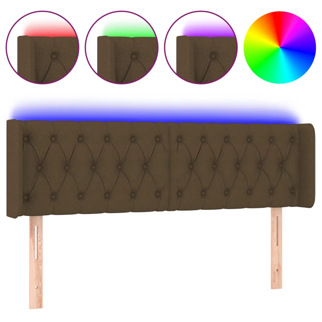 Hoofdbord LED 163x16x78/88 cm stof donkerbruin is nu te koop bij PeponiXL, paradijselijk wonen!