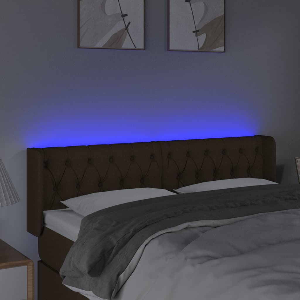 Hoofdbord LED 163x16x78/88 cm stof donkerbruin is nu te koop bij PeponiXL, paradijselijk wonen!