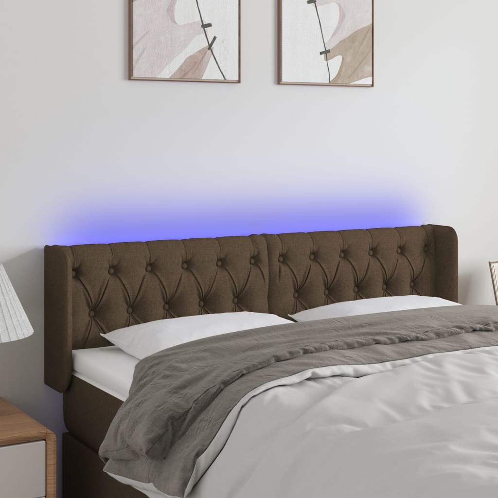 Hoofdbord LED 163x16x78/88 cm stof donkerbruin is nu te koop bij PeponiXL, paradijselijk wonen!
