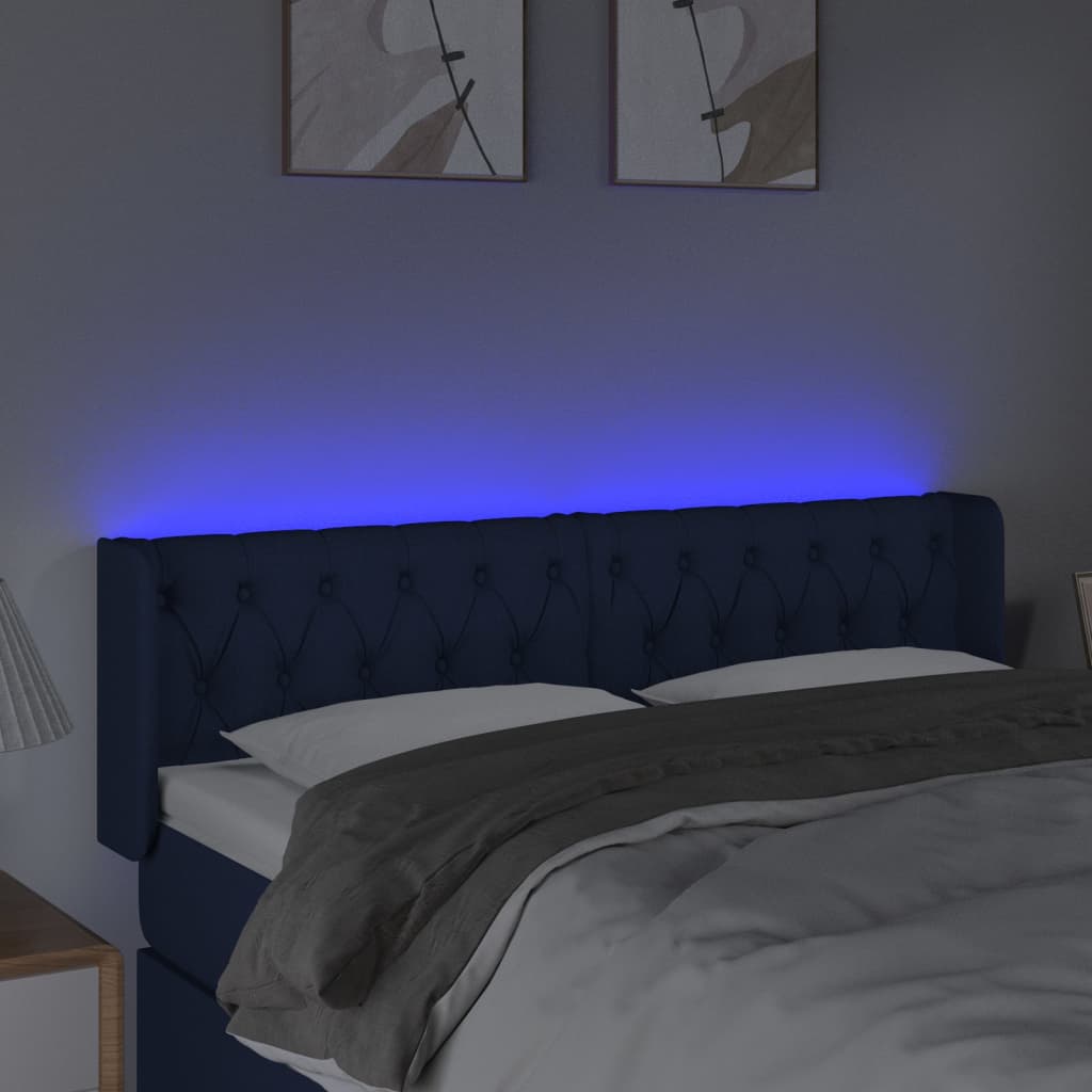 Hoofdbord LED 163x16x78/88 cm stof blauw is nu te koop bij PeponiXL, paradijselijk wonen!