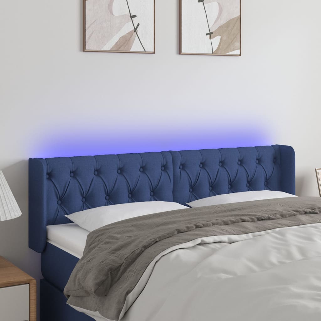 Hoofdbord LED 163x16x78/88 cm stof blauw is nu te koop bij PeponiXL, paradijselijk wonen!