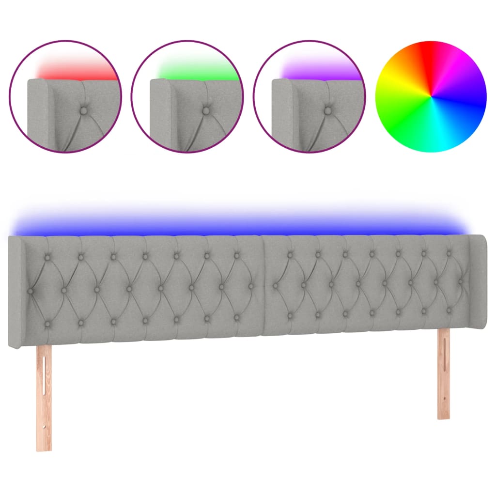 Hoofdbord LED 183x16x78/88 cm stof lichtgrijs is nu te koop bij PeponiXL, paradijselijk wonen!