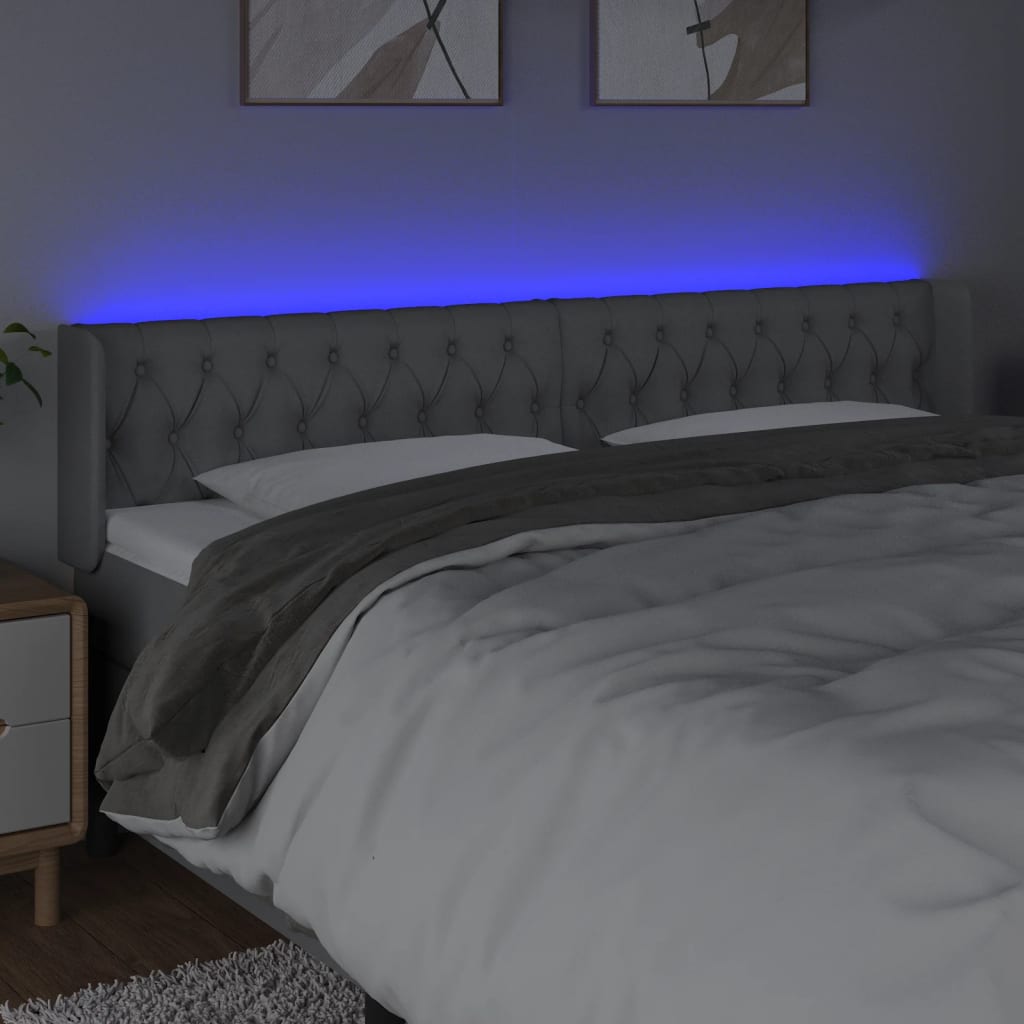 Hoofdbord LED 183x16x78/88 cm stof lichtgrijs is nu te koop bij PeponiXL, paradijselijk wonen!