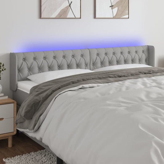 Hoofdbord LED 183x16x78/88 cm stof lichtgrijs is nu te koop bij PeponiXL, paradijselijk wonen!