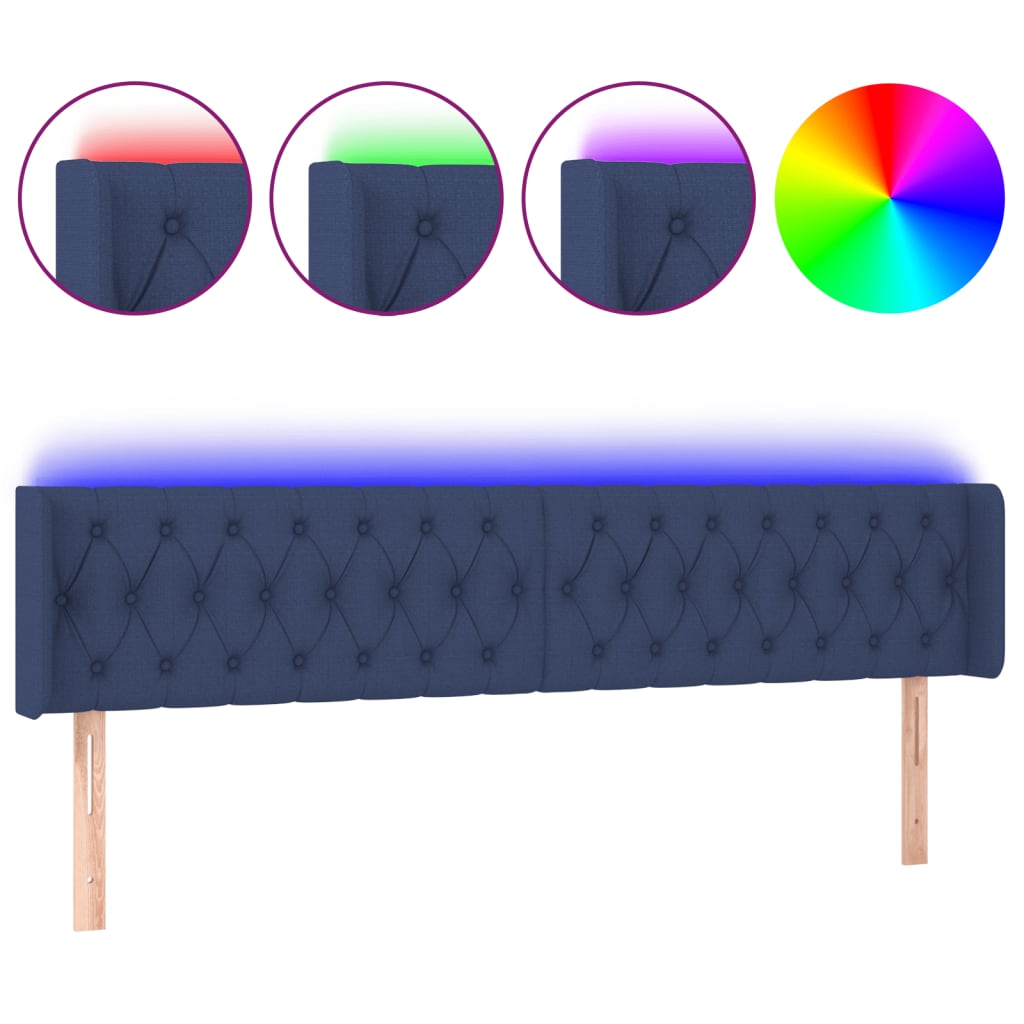 Hoofdbord LED 183x16x78/88 cm stof blauw is nu te koop bij PeponiXL, paradijselijk wonen!
