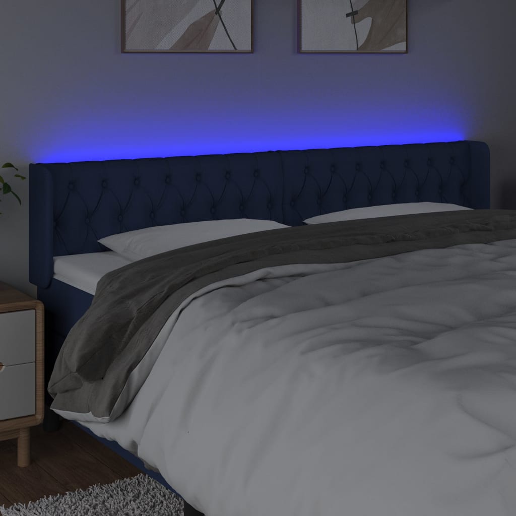 Hoofdbord LED 183x16x78/88 cm stof blauw is nu te koop bij PeponiXL, paradijselijk wonen!