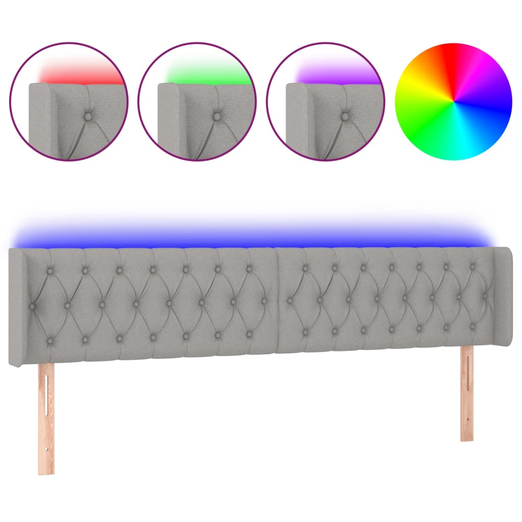 Hoofdbord LED 203x16x78/88 cm stof lichtgrijs is nu te koop bij PeponiXL, paradijselijk wonen!