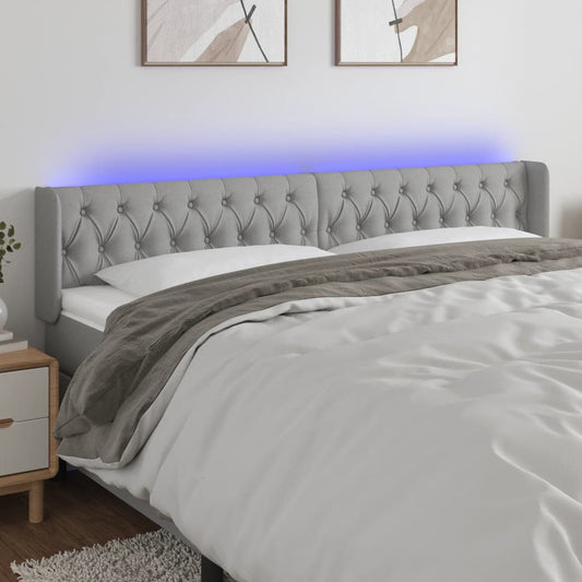 Hoofdbord LED 203x16x78/88 cm stof lichtgrijs is nu te koop bij PeponiXL, paradijselijk wonen!