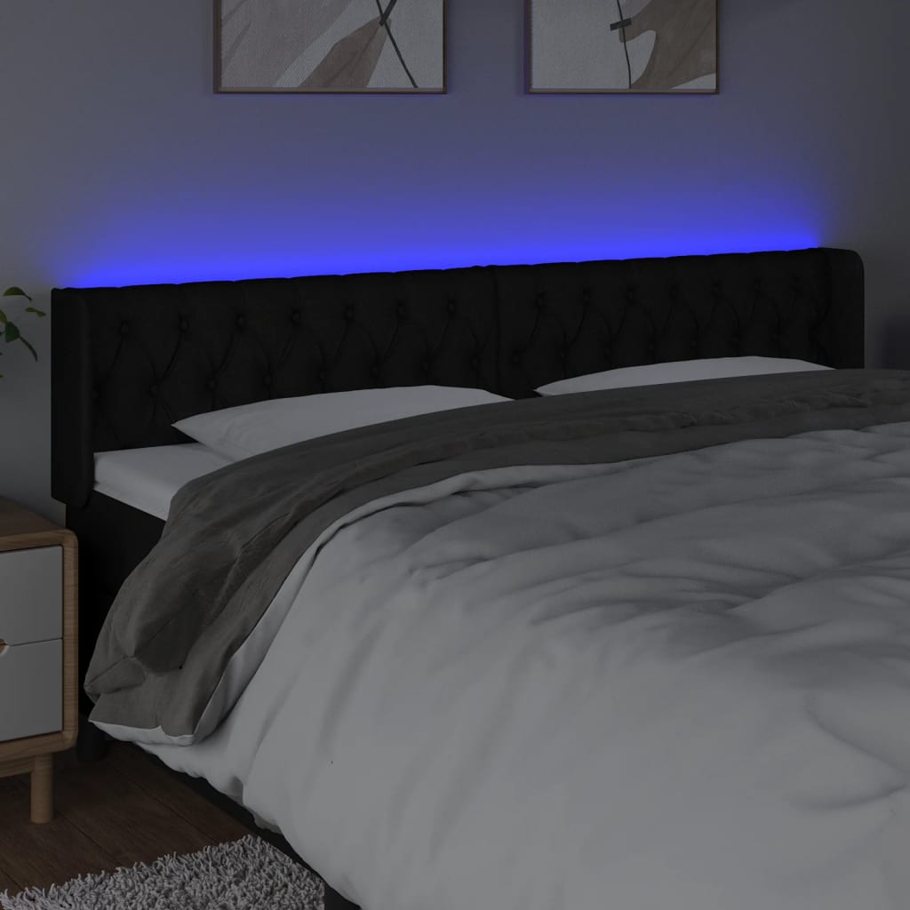 Hoofdbord LED 203x16x78/88 cm stof zwart is nu te koop bij PeponiXL, paradijselijk wonen!