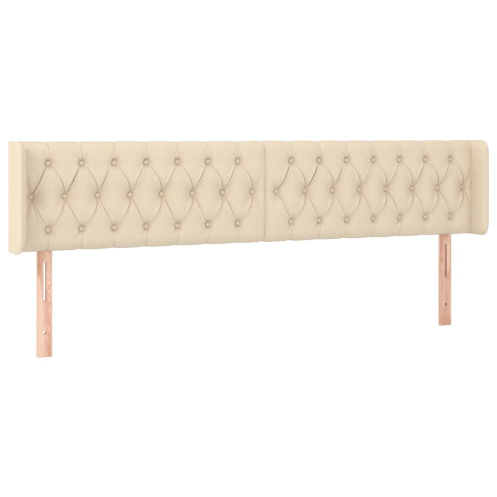 Hoofdbord LED 203x16x78/88 cm stof crèmekleurig is nu te koop bij PeponiXL, paradijselijk wonen!