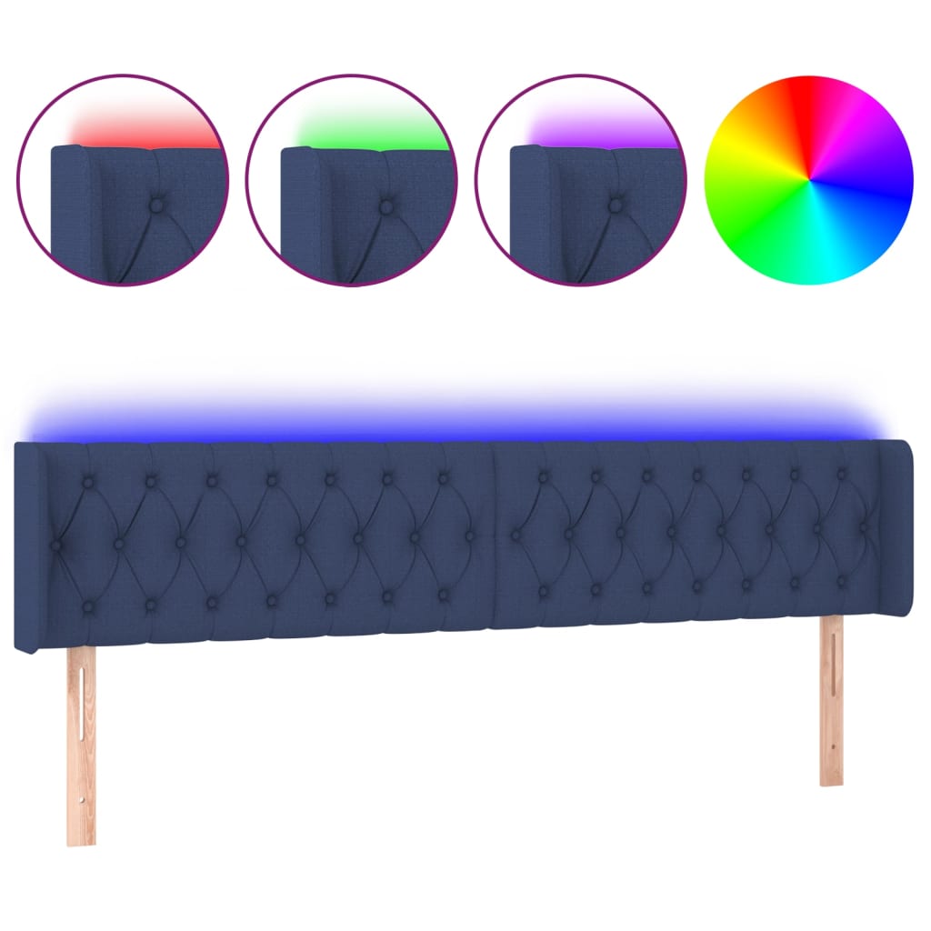 Hoofdbord LED 203x16x78/88 cm stof blauw is nu te koop bij PeponiXL, paradijselijk wonen!