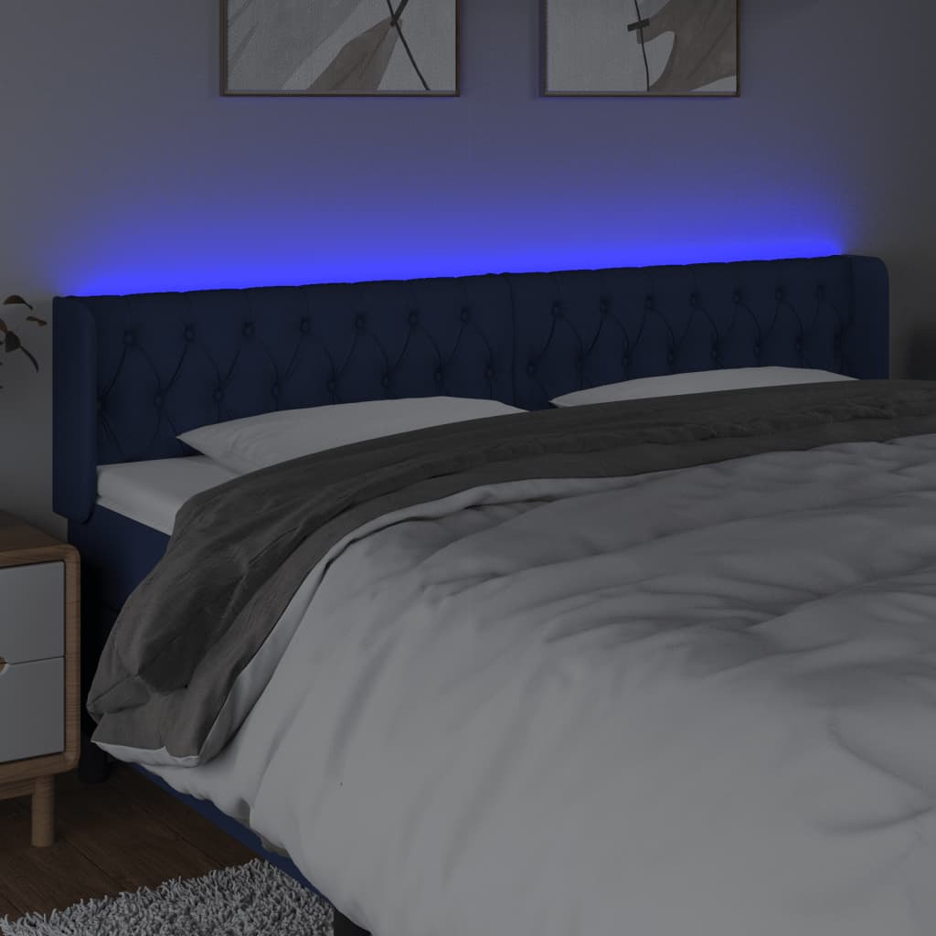 Hoofdbord LED 203x16x78/88 cm stof blauw is nu te koop bij PeponiXL, paradijselijk wonen!