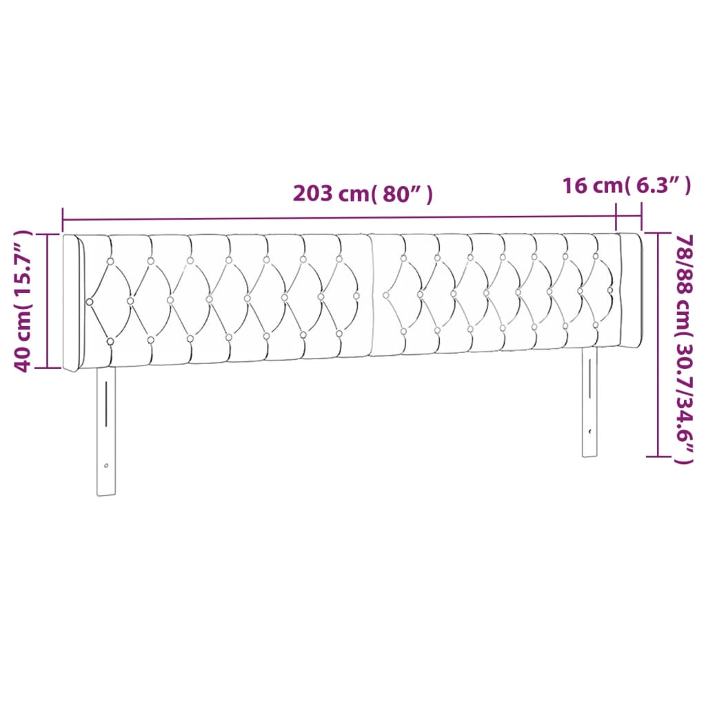 Hoofdbord LED 203x16x78/88 cm stof blauw is nu te koop bij PeponiXL, paradijselijk wonen!