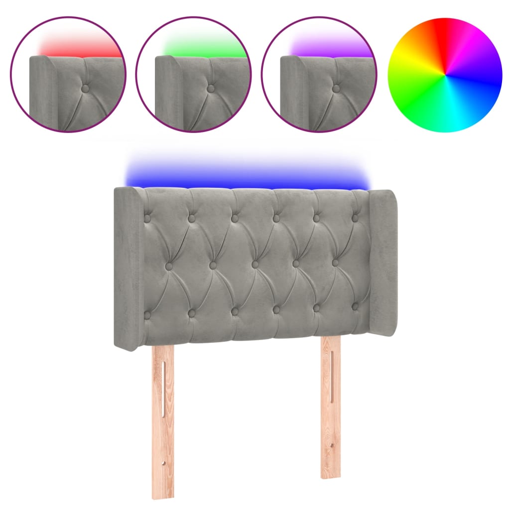 Hoofdbord LED 83x16x78/88 cm fluweel lichtgrijs is nu te koop bij PeponiXL, paradijselijk wonen!