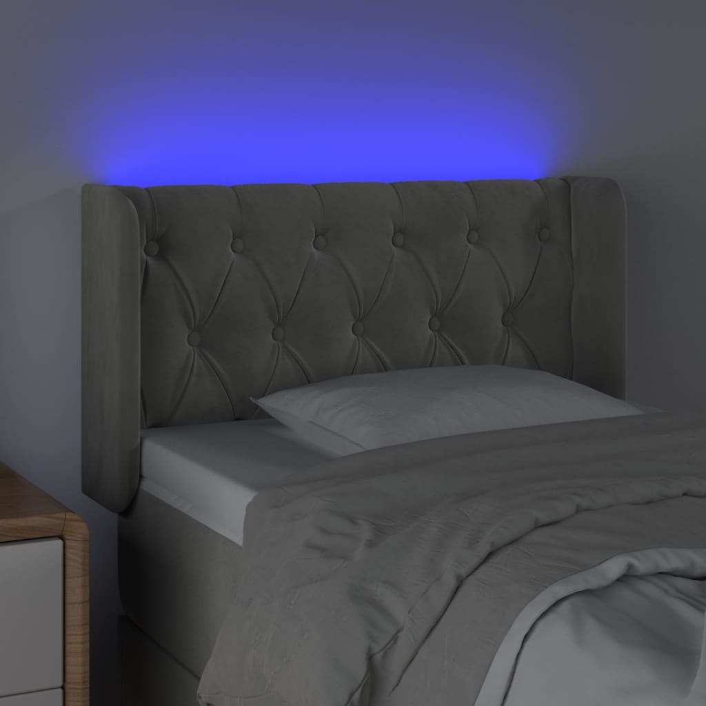 Hoofdbord LED 83x16x78/88 cm fluweel lichtgrijs is nu te koop bij PeponiXL, paradijselijk wonen!
