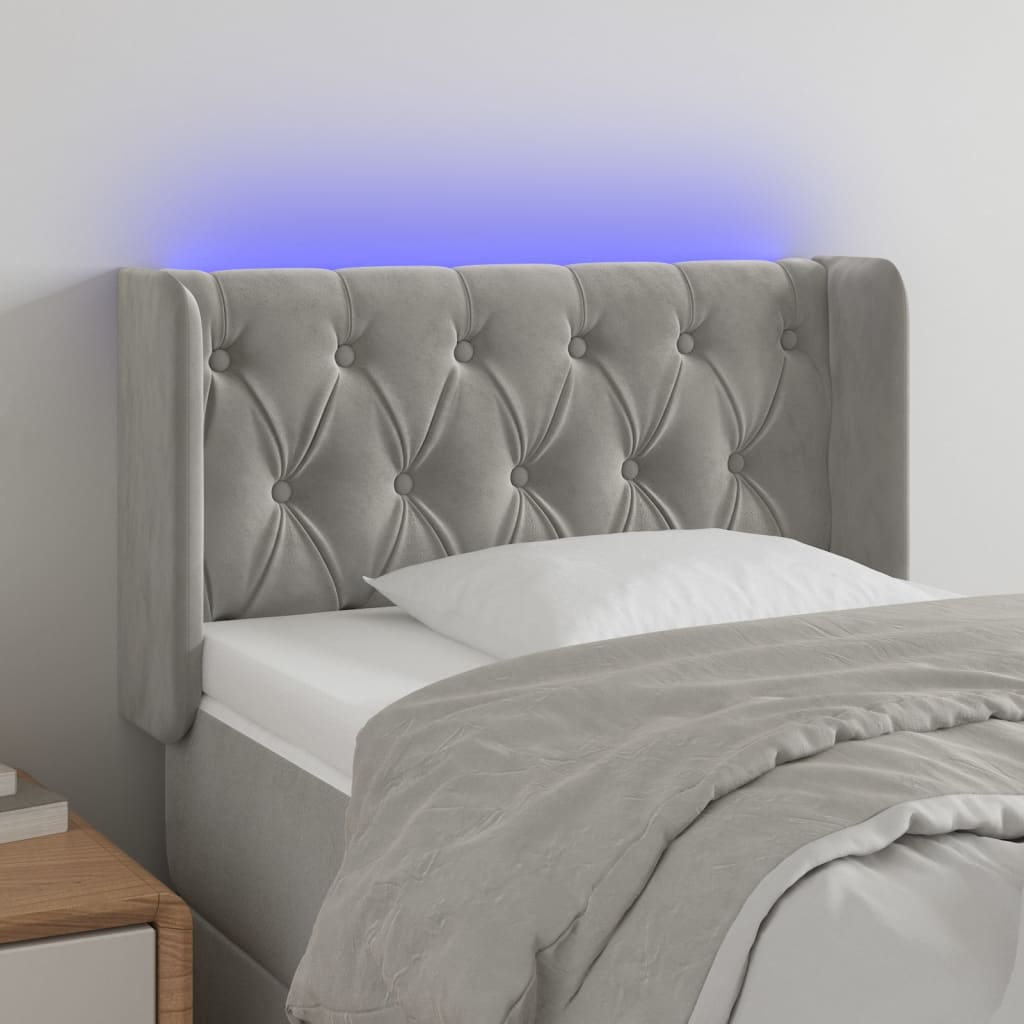 Hoofdbord LED 83x16x78/88 cm fluweel lichtgrijs is nu te koop bij PeponiXL, paradijselijk wonen!
