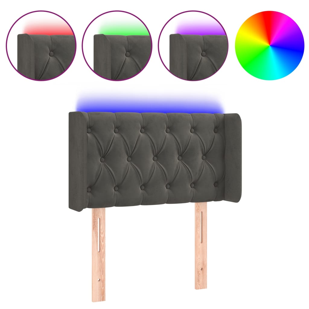 Hoofdbord LED 83x16x78/88 cm fluweel donkergrijs is nu te koop bij PeponiXL, paradijselijk wonen!